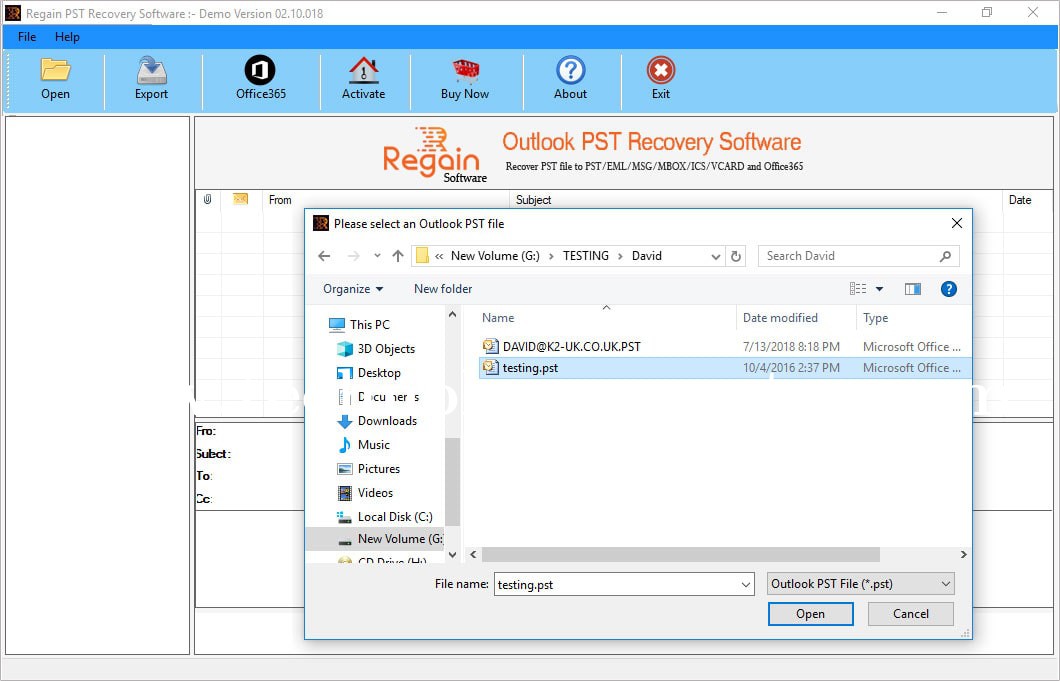 Regain Outlook PST Recovery Screenshots
